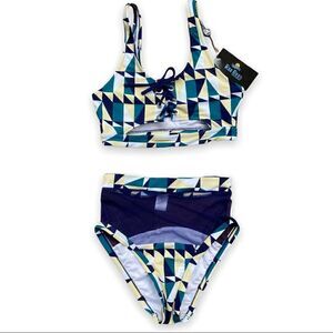 𝅺REE Bees Geometric Print High Waist Bikini